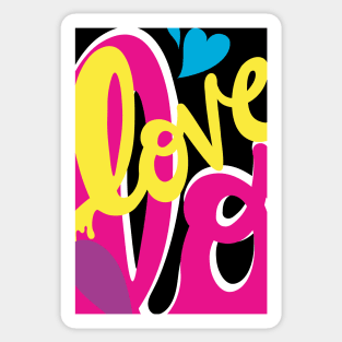 CMYK Love Graffiti for Valentine's Day Sticker